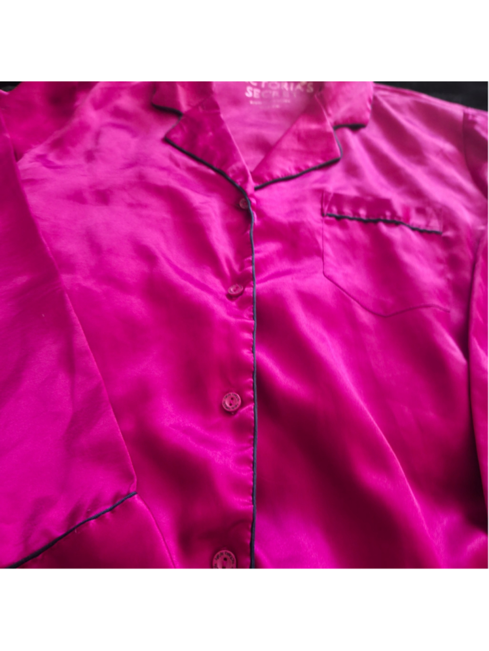 Victoria's Secret Pajama Set M Satin Pink Body by Victoria Striped Y2K Sleepwear - Picture 5 of 10